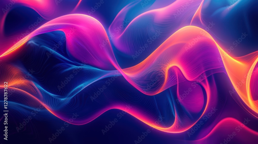 A futuristic abstract background with fluid neon waves and deep blues A futuristic abstract background with fluid neon waves and deep blues