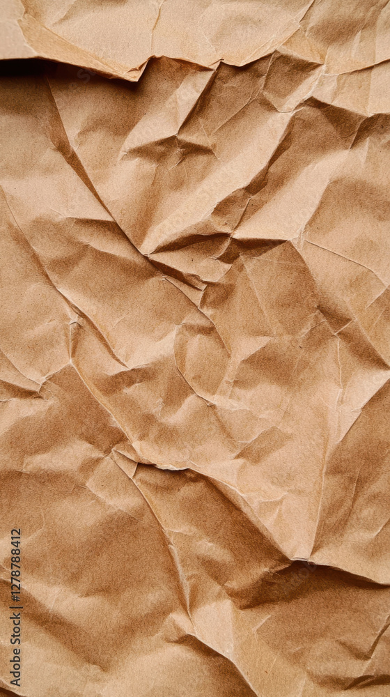 Crumpled brown paper texture with rustic appeal and natural imperfections Crumpled brown paper texture with rustic appeal and natural imperfections