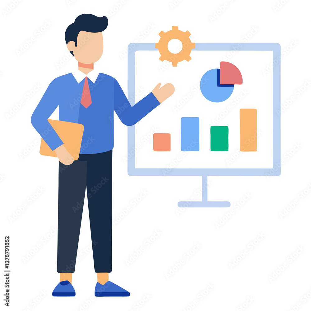 Flat vector strategist drives clear brand strategy for marketing success Flat vector strategist drives clear brand strategy for marketing success