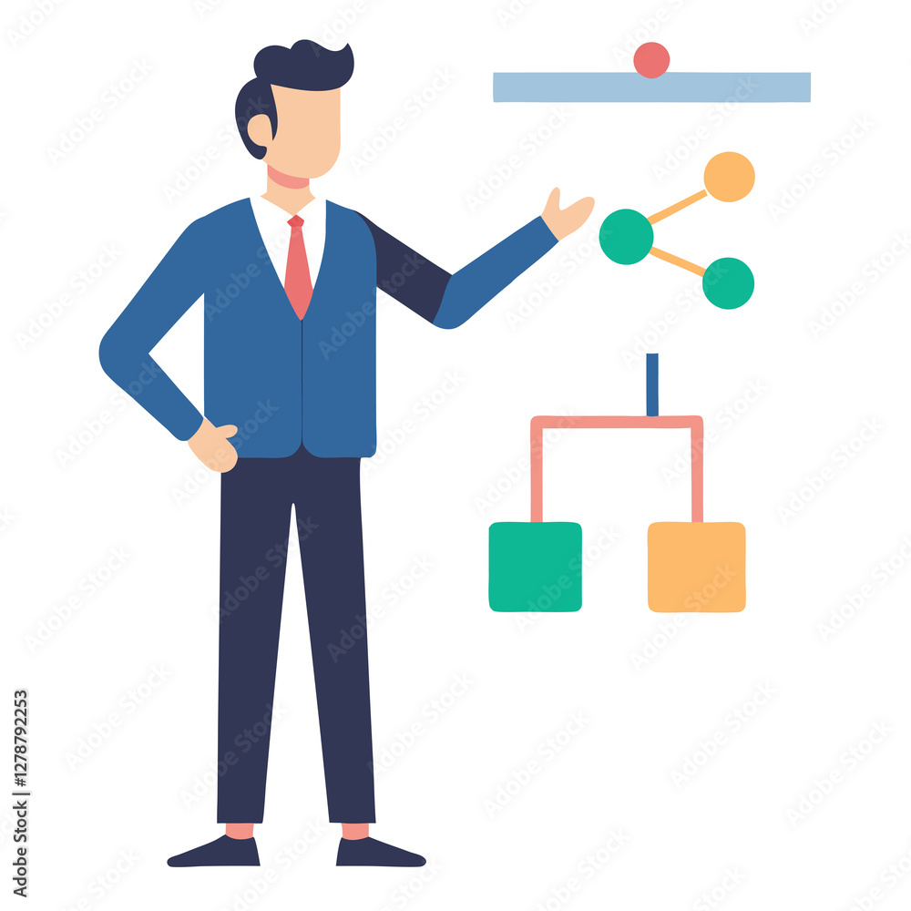 Flat vector strategist drives bold media strategy for marketing success Flat vector strategist drives bold media strategy for marketing success