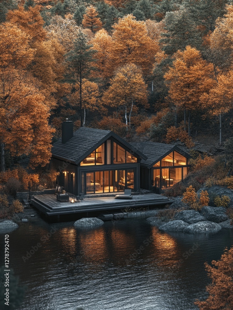 House on Lake with Forest House on Lake with Forest