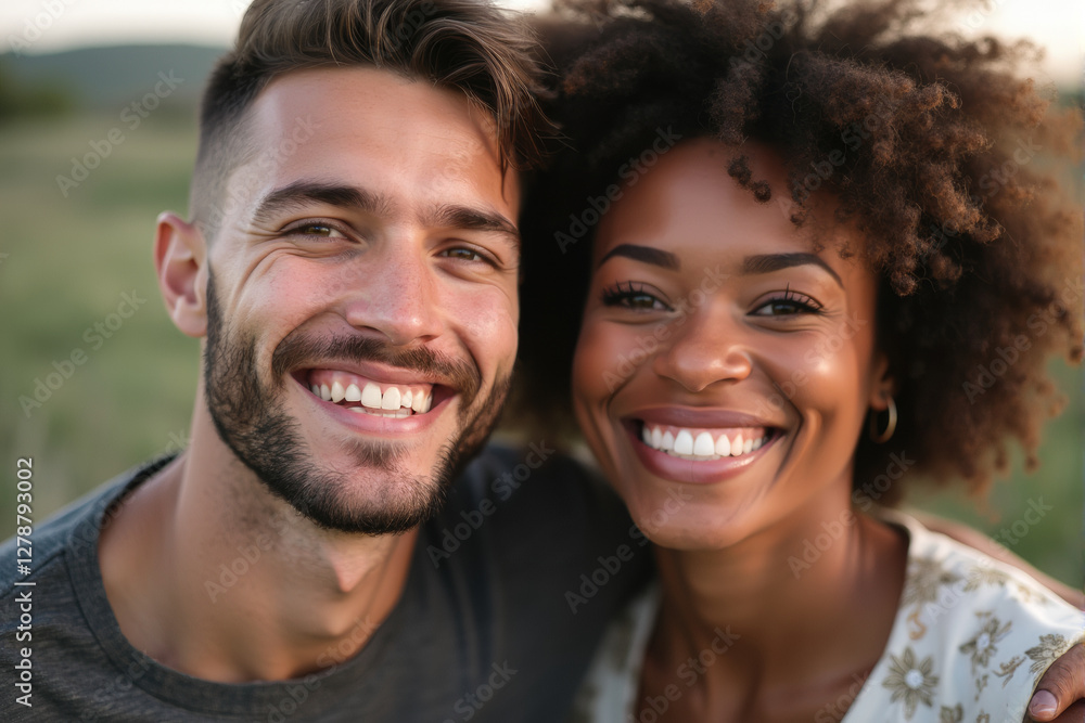 a photo of diverse couple smile at camera a photo of diverse couple smile at camera