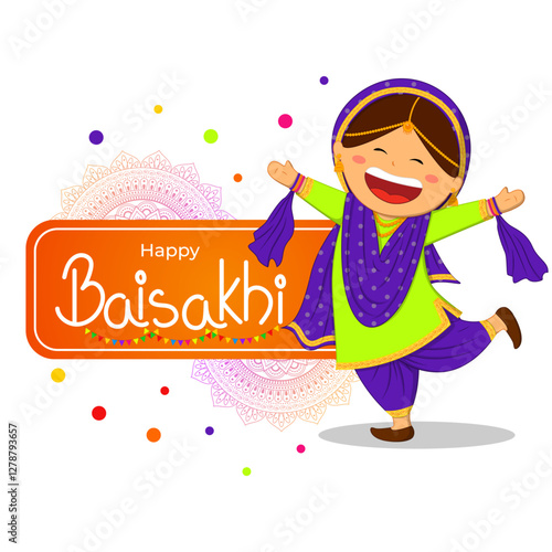 Vector illustration of Happy Baisakhi social media template