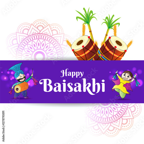 Vector illustration of Happy Baisakhi social media template
