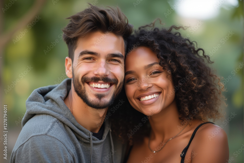 a photo of diverse couple smile at camera a photo of diverse couple smile at camera