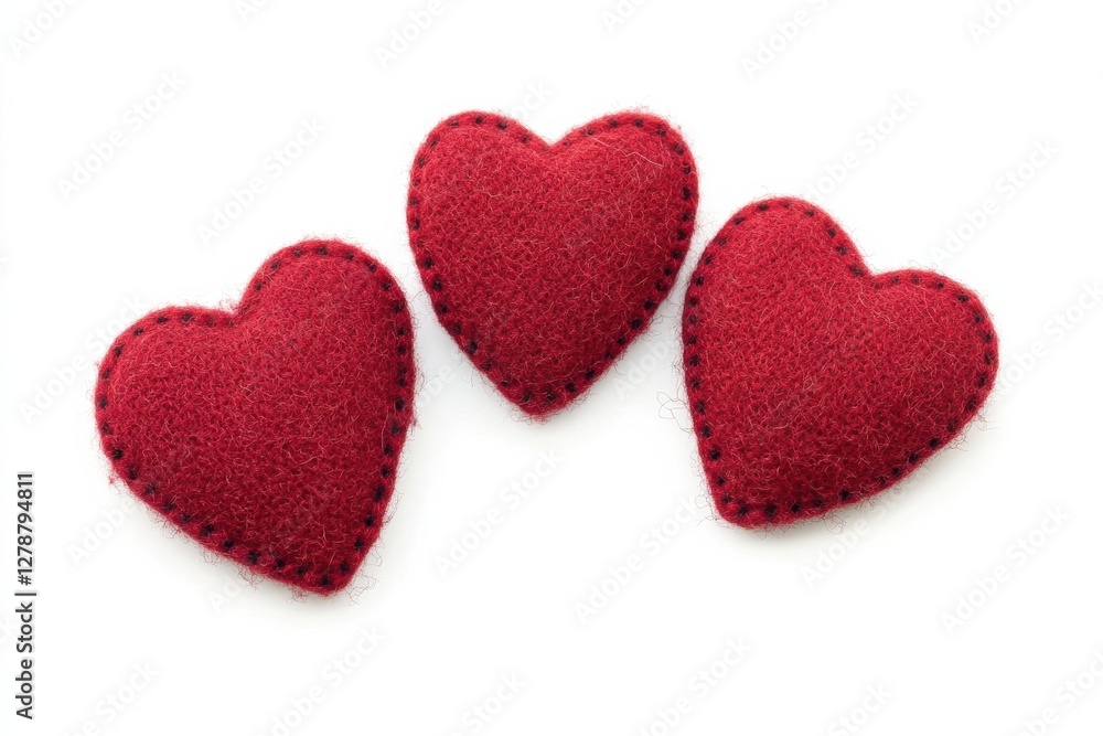 Red hearts on a white background create a charming, romantic feel. Red hearts on a white background create a charming, romantic feel.