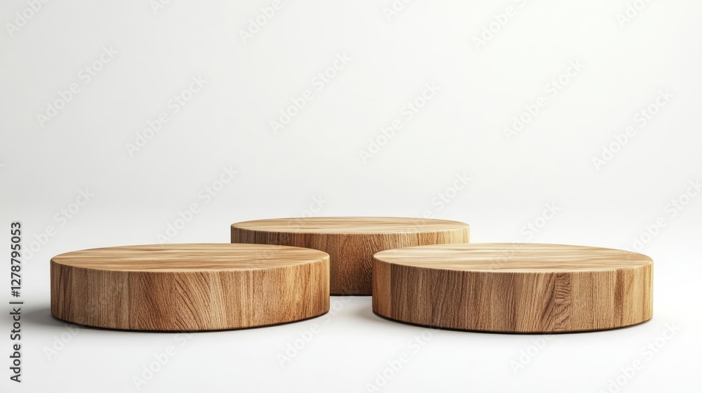 Wooden podiums set against a white background, showcasing their elegant simplicity. Wooden podiums set against a white background, showcasing their elegant simplicity.