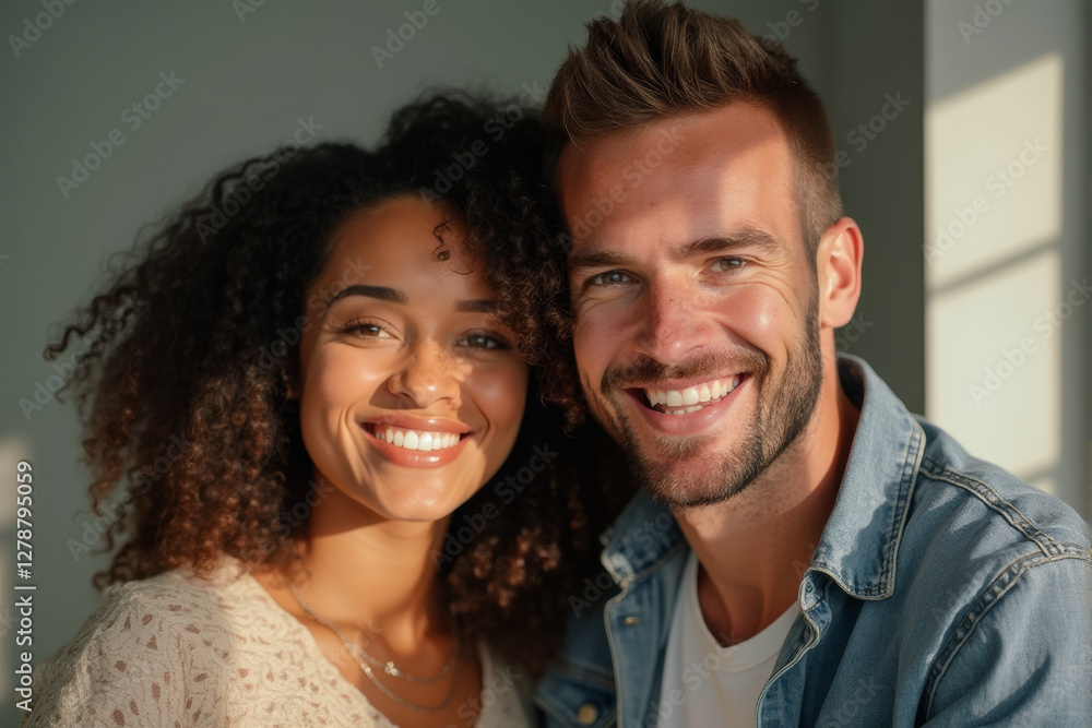 a photo of diverse couple smile at camera a photo of diverse couple smile at camera