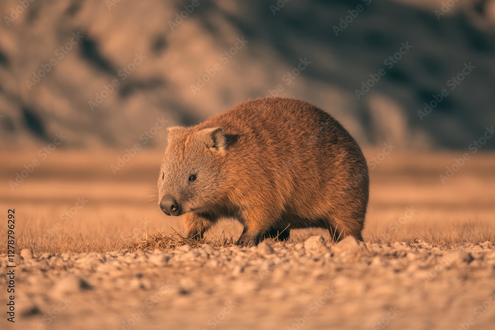 Small creature walking on sandy ground, showcasing unique fur te Small creature walking on sandy ground, showcasing unique fur te