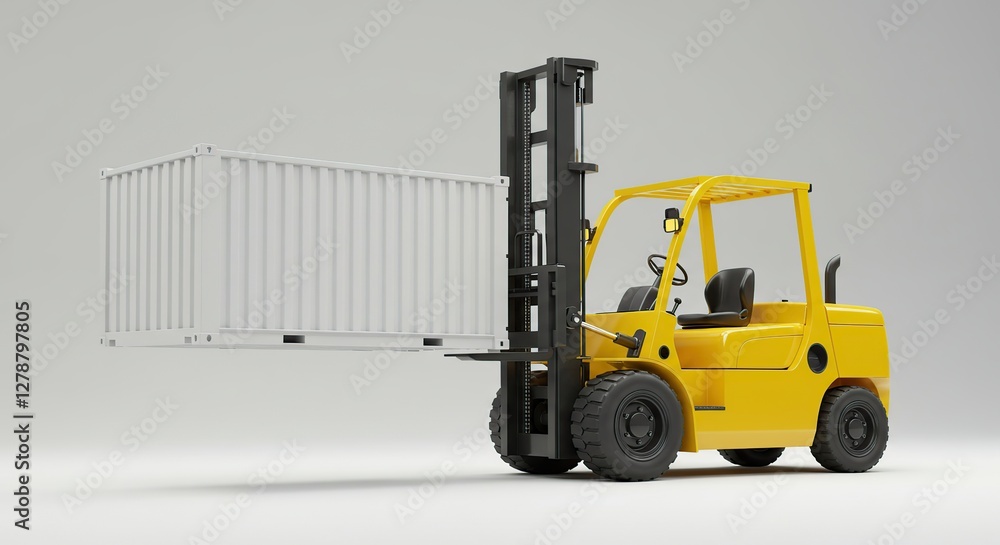 Naklejka premium Forklift Lifting Shipping Container in a Warehouse or Factory Setting