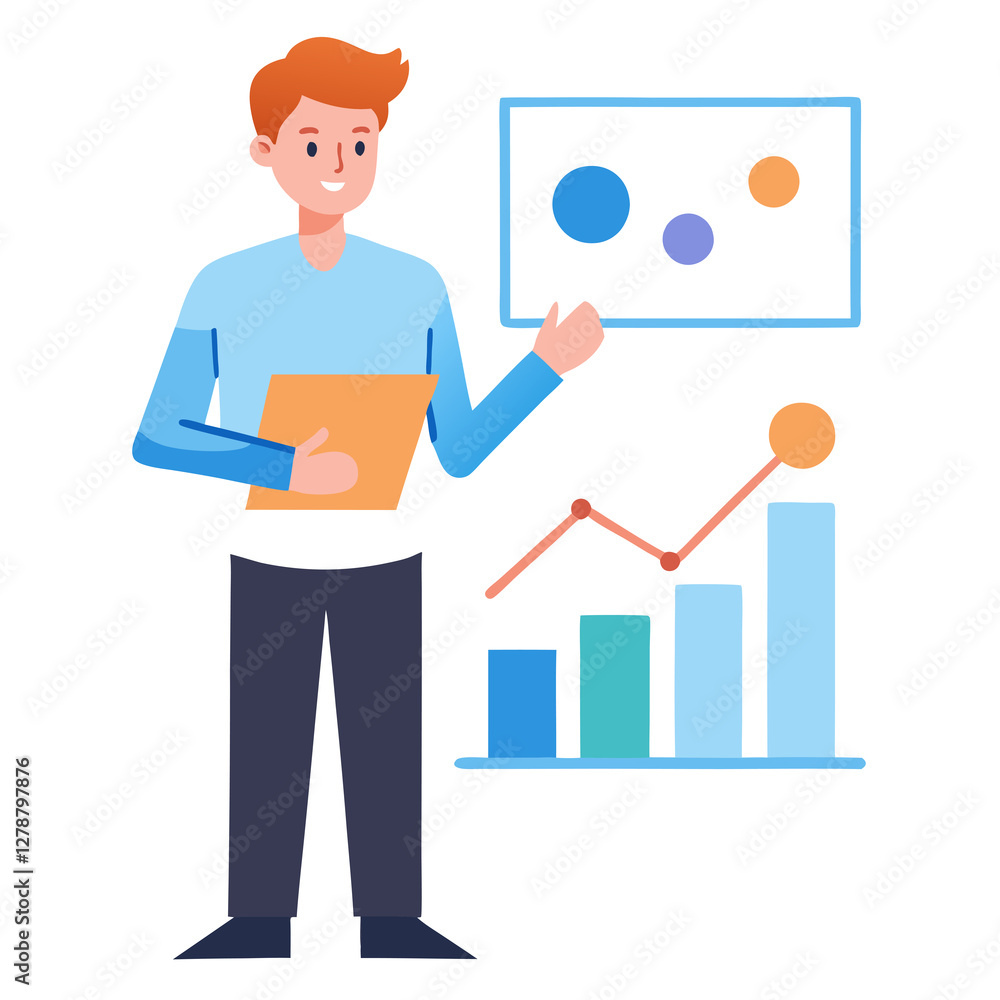 Flat vector analyst drives bold campaign performance for marketing success Flat vector analyst drives bold campaign performance for marketing success