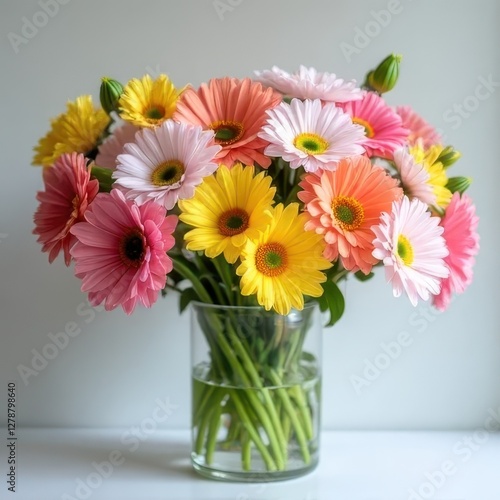 Wallpaper Mural Vibrant Gerbera Daisy Bouquet in a Clear Vase Torontodigital.ca