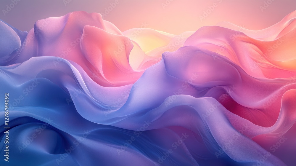 Obraz premium Pastel fabric waves, sunset backdrop, design texture