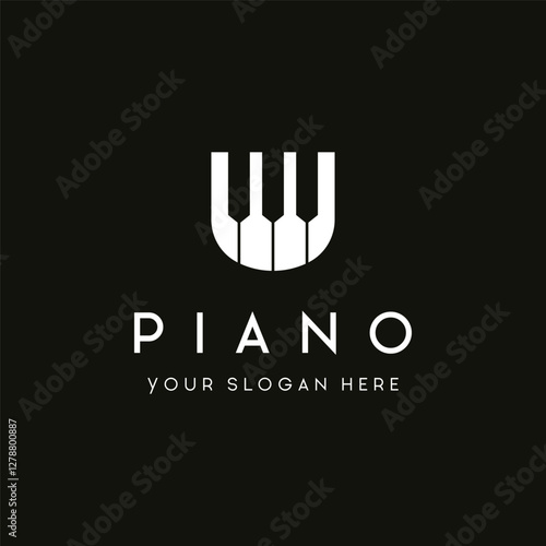 Creative academy music piano logo template design. Logo for orchestra, community, studio.