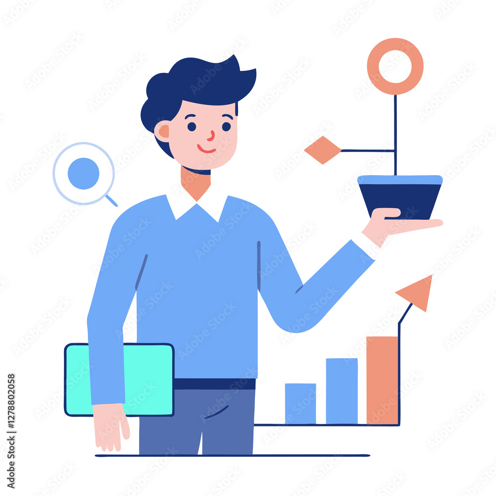 Flat vector strategist drives clear lead generation for marketing success Flat vector strategist drives clear lead generation for marketing success