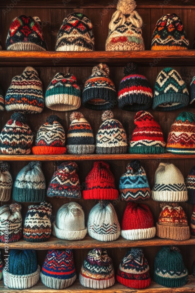 Fototapeta premium Colorful Hats on Shelf