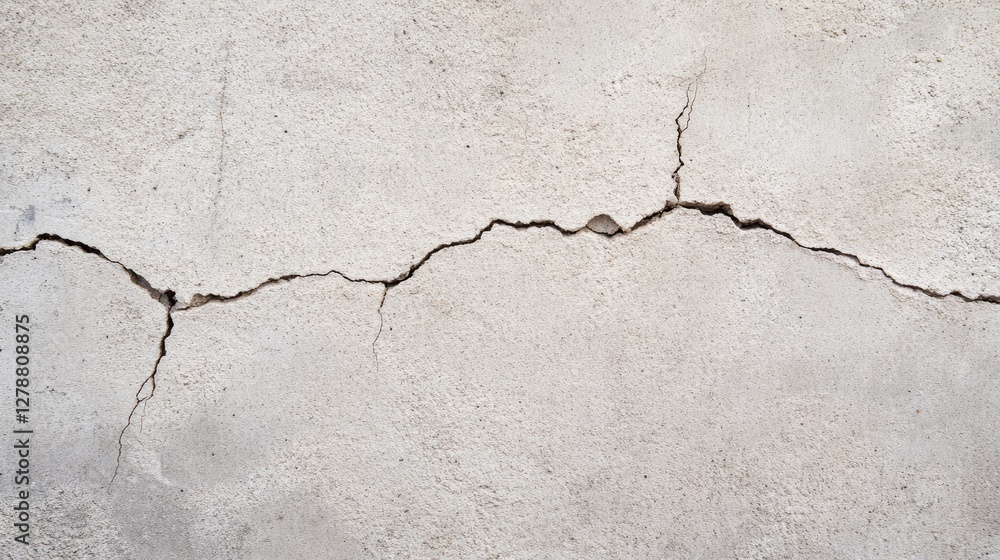 Obraz premium Top view of a rugged concrete floor with deep cracks and an organic pattern of surface deterioration.