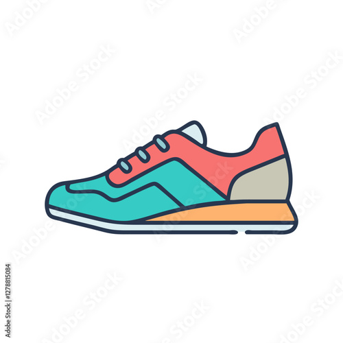 Sneaker shoe . Concept. Flat design. Vector illustration. Sneakers in flat style. Sneakers side view. Fashion sneakers.Modern air chamber style sneaker/trainer.
