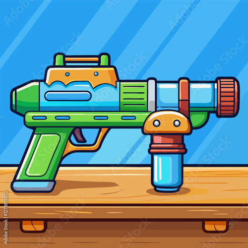 Colorful Cartoon Water Gun – Vibrant Toy Gun Illustration