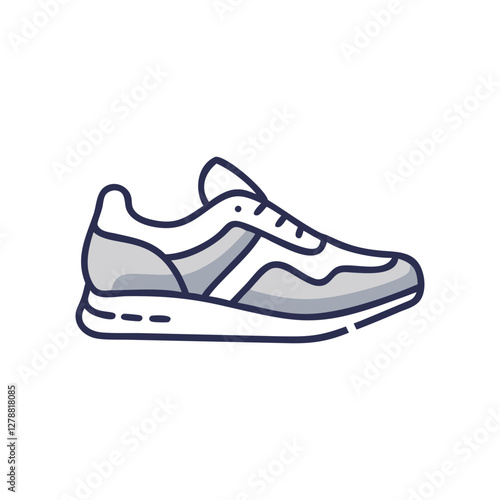 Sneaker shoe . Concept. Flat design. Vector illustration. Sneakers in flat style. Sneakers side view. Fashion sneakers.Modern air chamber style sneaker/trainer.
