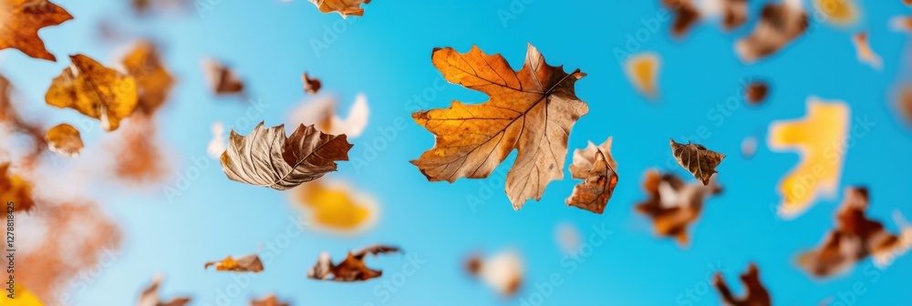 Obraz premium Vibrant Autumn Adventure Children Playing in Rustling Leaves in a Natural Park - Lively Seasonal Content and Outdoor Childrens Wear Promotion
