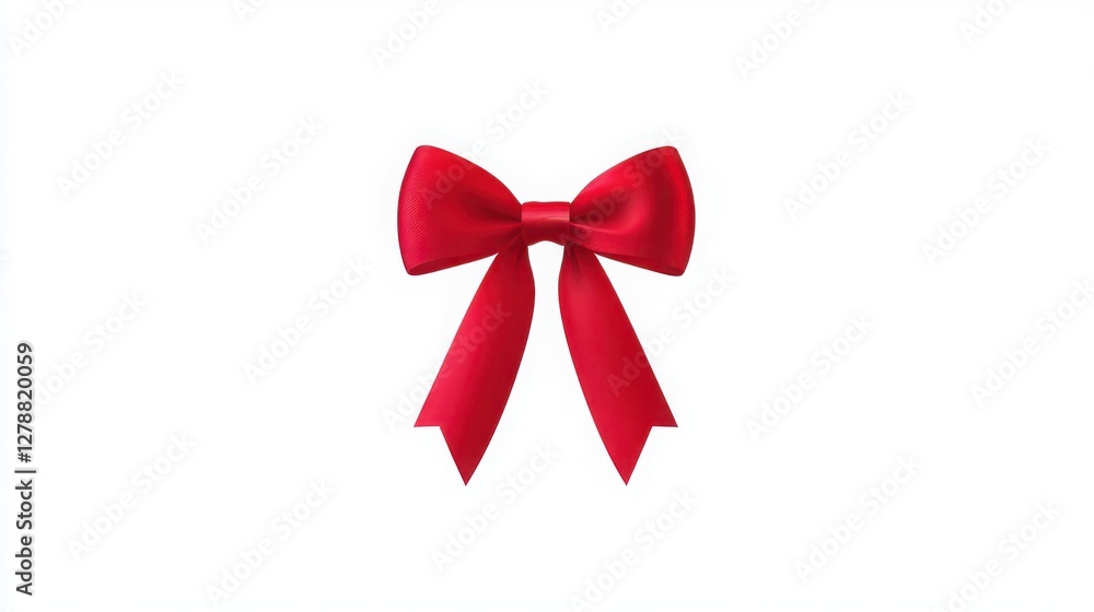 Braided red bow on solid background, suitable for brochure or greeting card template. Braided red bow on solid background, suitable for brochure or greeting card template.