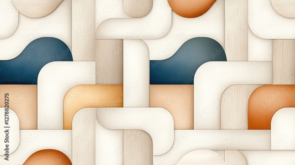 Obraz premium Abstract Design Featuring Curved Shapes and Textures in Soft Earthy Tones and Subtle Patterns