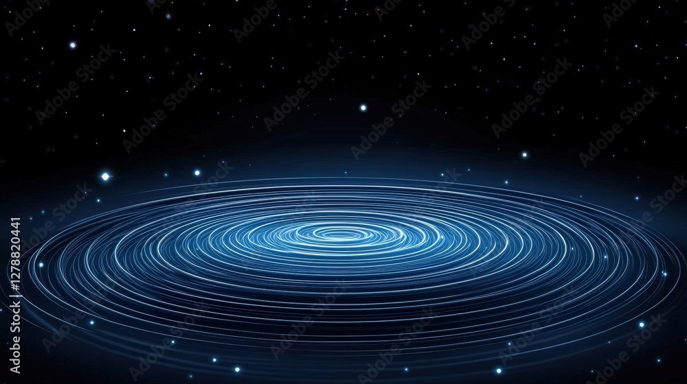 Fototapeta premium Abstract Swirling Blue Light Waves on Starry Background in Digital Composition