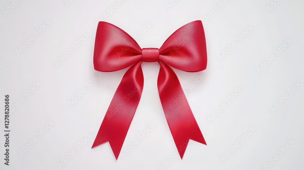 Braided red bow on solid background, suitable for brochure or greeting card template. Braided red bow on solid background, suitable for brochure or greeting card template.
