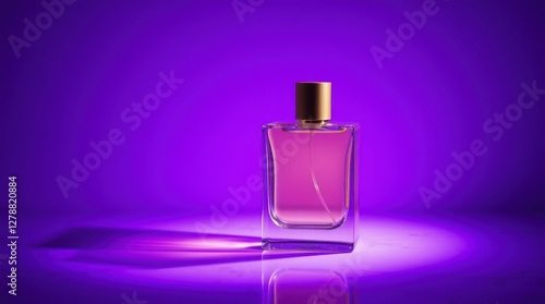 Elegant Perfume Bottle on Purple Background