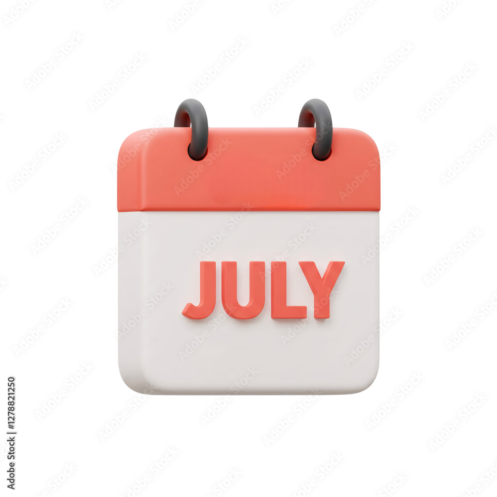 3d july calendar icon isolated on transparent background 3d july calendar icon isolated on transparent background