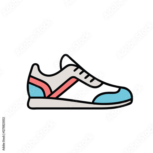 Sneaker shoe . Concept. Flat design. Vector illustration. Sneakers in flat style. Sneakers side view. Fashion sneakers.Modern air chamber style sneaker/trainer.
