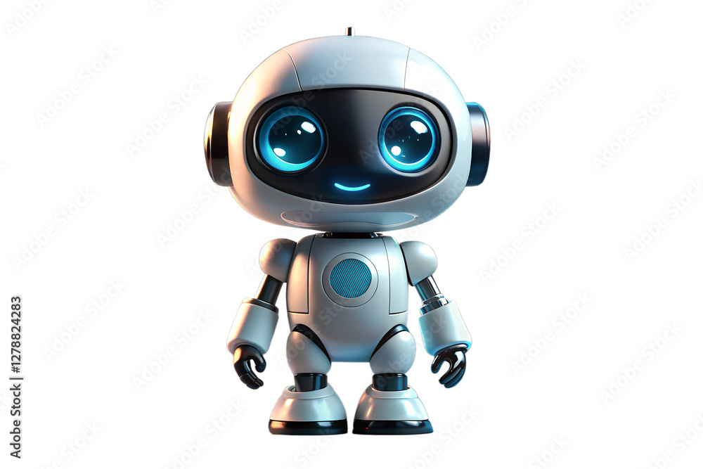 Cute Mini ai robot isolated on transparent background Cute Mini ai robot isolated on transparent background
