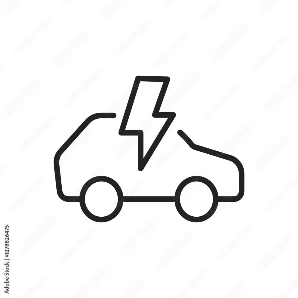 Electrical vehicle thin line icons. Editable stroke and Perfect pixel on transparent background Electrical vehicle thin line icons. Editable stroke and Perfect pixel on transparent background