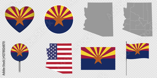 Arizona State Flags and Maps Icon Pack.