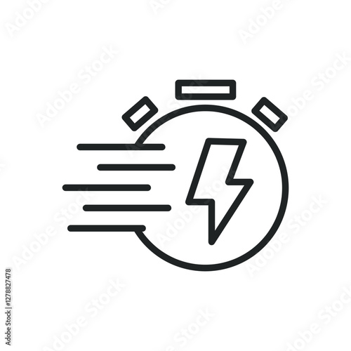 Fast energy charging thin line icons. Editable stroke and Perfect pixel on transparent background