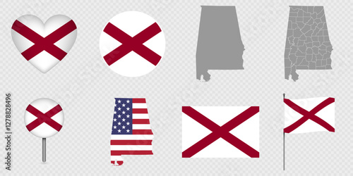 Alabama State Flags and Maps Icon Pack.