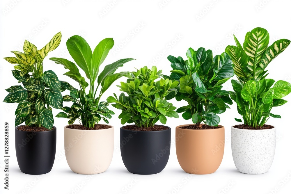 Fototapeta premium A small garden decorated with many plants on a transparent background