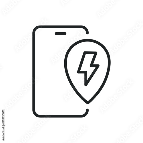 Phone charging thin line icons. Editable stroke and Perfect pixel on transparent background