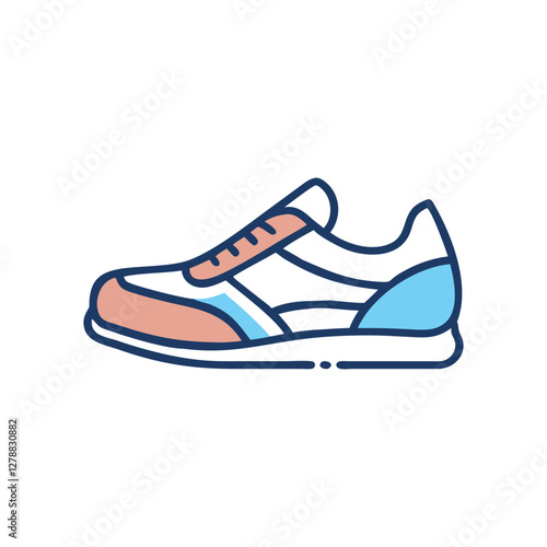 Sneaker shoe . Concept. Flat design. Vector illustration. Sneakers in flat style. Sneakers side view. Fashion sneakers.Modern air chamber style sneaker/trainer.
