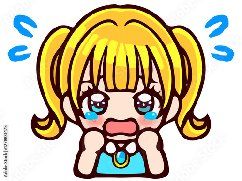 かわいいツインテールの女の子ちびキャラのイラスト素材3