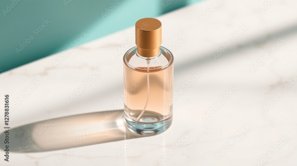 Elegant Perfume Bottle on Marble Surface with Soft Light Elegant Perfume Bottle on Marble Surface with Soft Light