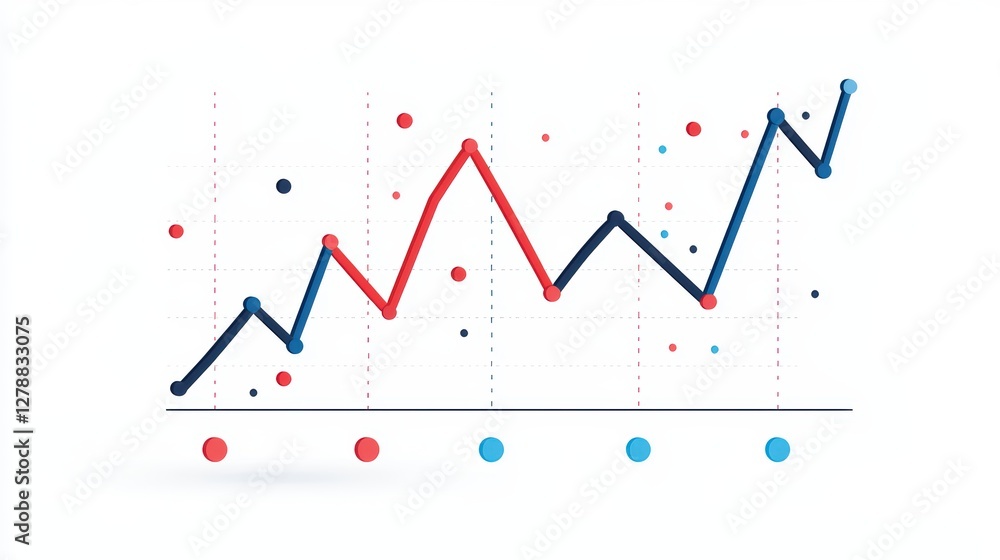 Obraz premium Colorful Line Graph with Data Points Representing Growth Trends