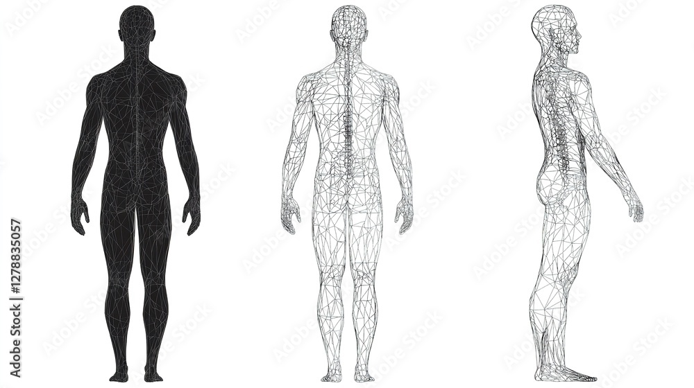 Human Body Wireframe Model Anatomy Back Side Profile View Male Figure Illustration Medical Science Technology Design Graphic 3d Human Body Wireframe Model Anatomy Back Side Profile View Male Figure Illustration Medical Science Technology Design Graphic 3d