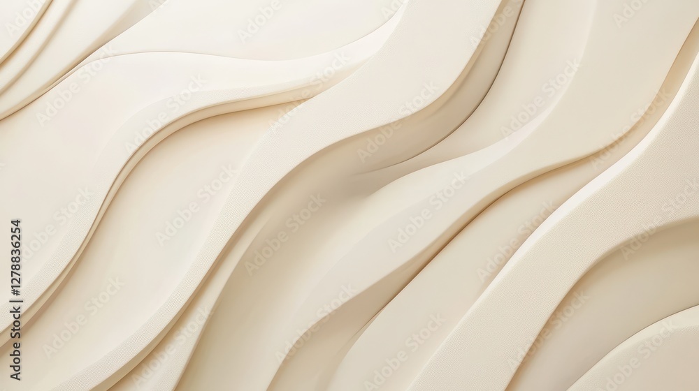 Obraz premium Abstract rounded lines flow smoothly across a light background, rendered in three dimensions.