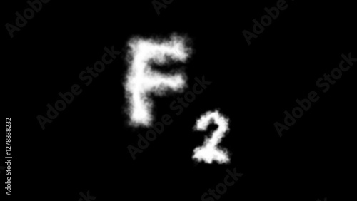 Принти на полотні "F₂" or Difluorine molecule symbol appearing with smoke cloud text effects on a