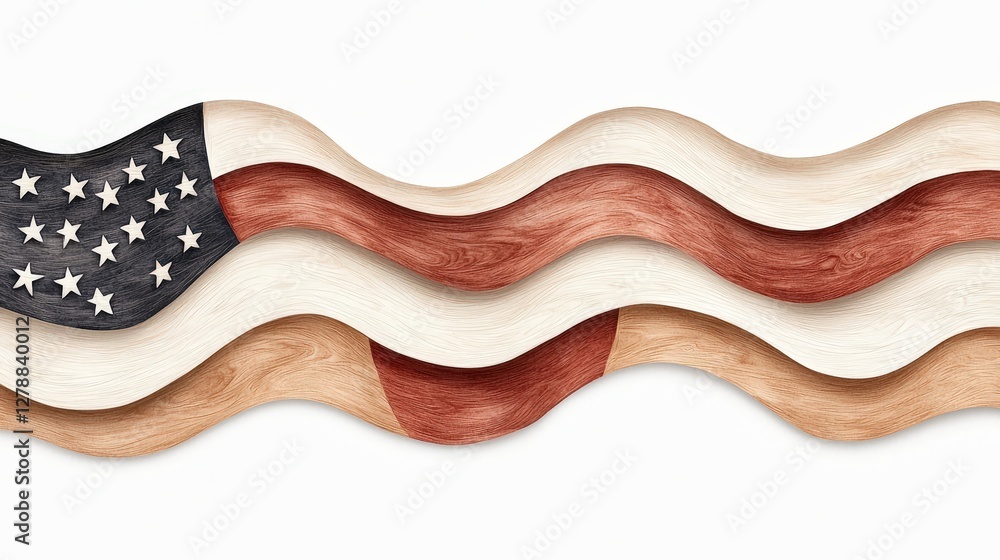 Waving Flag Design Featuring American Colors and Textures in a Modern Artistic Style Waving Flag Design Featuring American Colors and Textures in a Modern Artistic Style