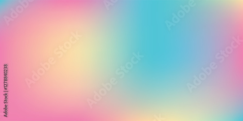 Abstract clear blue sky. Pastel rainbow. Light blue, pink and yellow color vector banner. Pastel gradient sky pattern. Blurred light fuzz colorful gradient background.