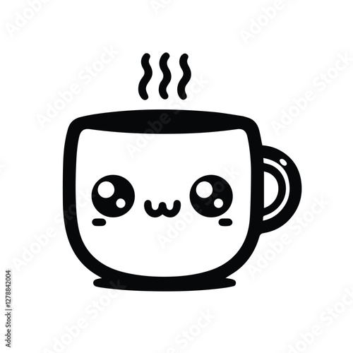 coffee mug icon, cute character drink, cup isolated on transparent