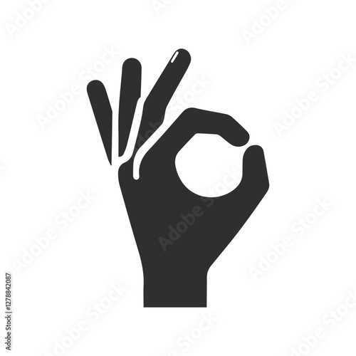 hand gesture ok, ring of fingers, icon good, isolated on transparent